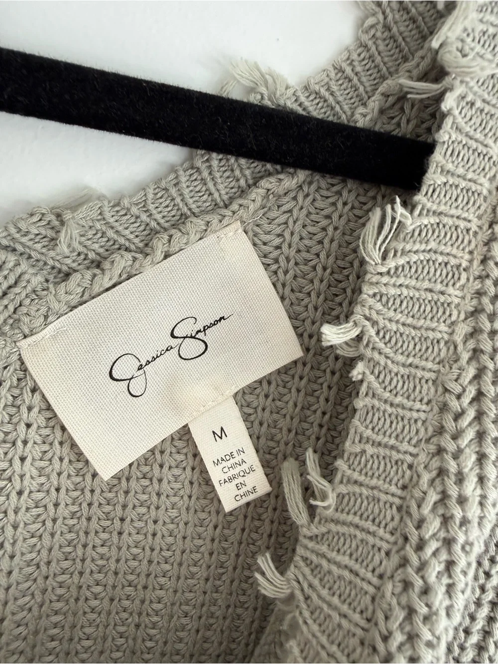 Distressed V-Neck Women’s Sweater in Light Gray/Green